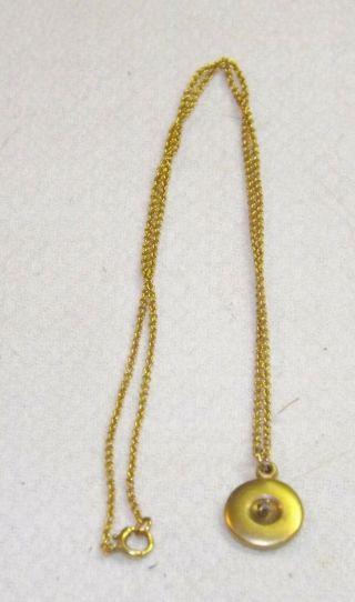 Vintage 1920 ' s Child ' s 10K Fine Gold Chain Necklace Small 10K Disk w/Diamond 3