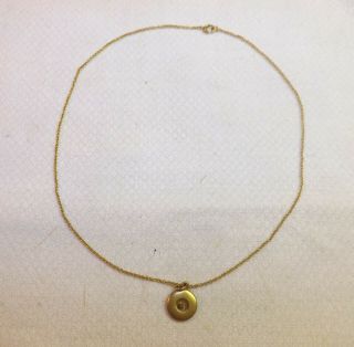 Vintage 1920 ' s Child ' s 10K Fine Gold Chain Necklace Small 10K Disk w/Diamond 5