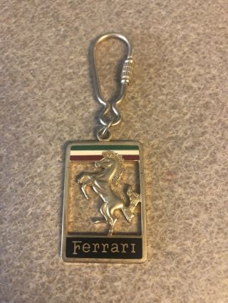 Vintage Gold Tone Ferrari Keychain With Emblem