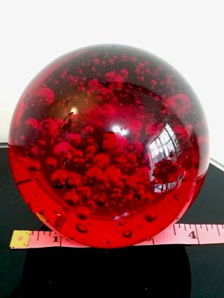 Vintage Whitefriars Ruby Red Heavy Bubble Glass Paperweight 1.  6 Kg 5 Inches