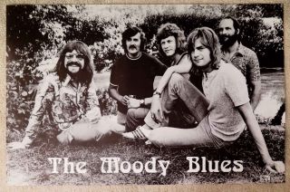Vintage 1972 The Moody Blues Black / White Poster Size 22 X 34