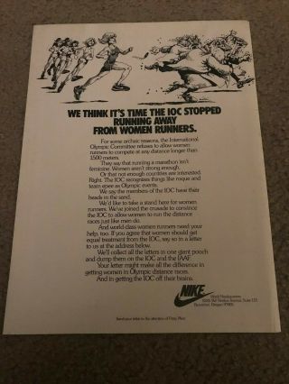 Vintage 1978 Nike Running Campaign For Women Poster Print Ad Equal Rights Rare