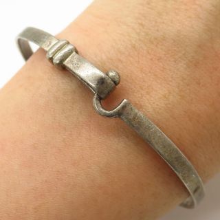 Vtg 925 Sterling Silver Modernist Loop Bangle Bracelet 7.  5 "