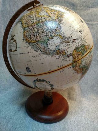Vintage Replogle 9 " Relief World Classic Series Globe Hardwood Base Usa