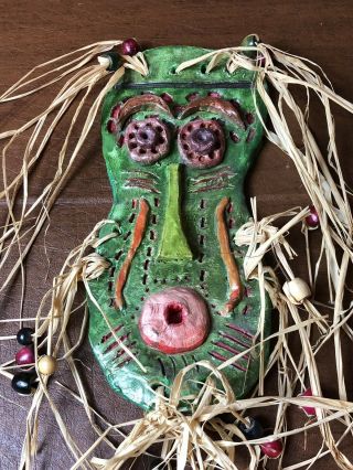 Vintage Pottery Tiki Bar Wall Plaque Mask Kitsch 10”