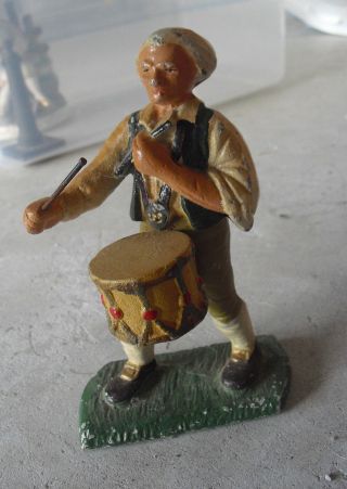 Unique Vintage Metal Revolutionary War Drummer Figurine 5 1/4 " Tall