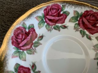 Vintage Paragon Red Cabbage Roses Bone China Tea Cup & Saucer 3