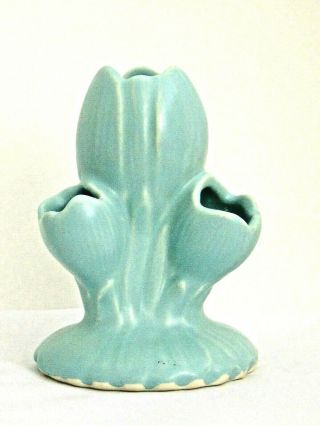 Vintage Camark Art Pottery Tulip Vase Baby Blue Matte Good