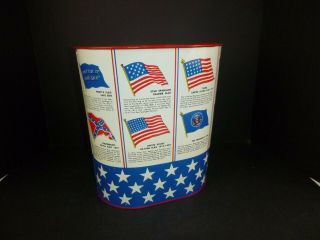 Vtg Cheinco American Flags Americana Patriotic Wastebasket Trash Can