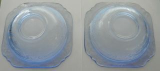 2 Vintage Blue Madrid Depression Glass Bowls