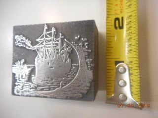 Printing Letterpress Printer Block Detailed Vintage Ship On Water Printer Cut 3