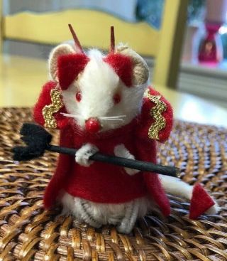Vintage Little Mouse Real Fur Toys Red Devil Made In Germany.  Tag