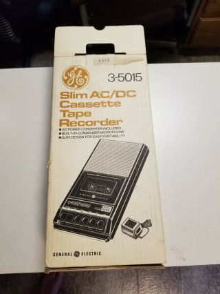 Vintage Ge Ac/dc Slim Portable Cassette Recorder Model 3 - 5015,