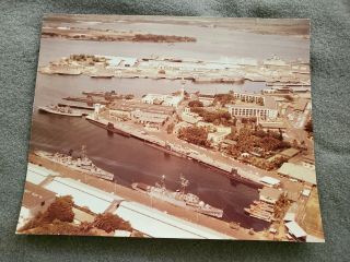 Vintage Color Photo Us Navy Port Ships • Unknown