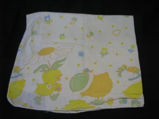 Vintage White Yellow Duck Chick Daisy Flower Hashtag Heart Baby Flannel Blanket