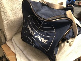 Vintage Pan Am Blue Canvas Carry - On Travel/tote Bag Authentic Luggage