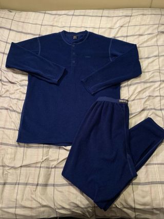 Vintage Patagonia Capilene Matching Suit Shirt & Pants Set Blue Men’s Xl Usa