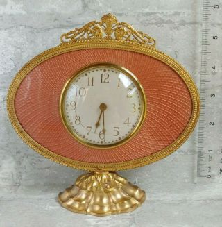 Vtg 30s Bernard Rices Sons Art Deco Brass Filigree Pink Vanity Clock A1524 Nyc