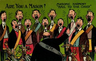 Pc Freemasonry,  Humor,  Are You A Mason? Masonic Harmony,  Vintage Postcard (b16050)