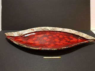 Austria Vintage Art Ceramic Dish Sonja Krauter Hand Crafted Glazed Pottery Leaf