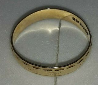 Vintage 9 Ct Gold Band Ring.  Hm.  B Bros Uk Size M 1/2 Delicate