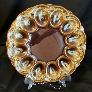 Vintage Cannonsburg Brown Drip Egg Plate - 9 1/4 " D