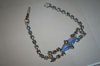 Vintage Juliana D&e Blue Givre Art Glass Blue Rhinestone Prong Set Bracelet 7.  5 "