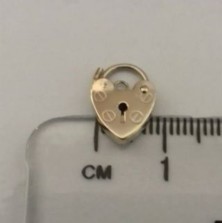 VINTAGE 9ct Gold Heart Padlock Fastener Clasp Findings Craft 0.  7g Not Scrap 3