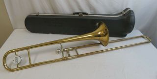 Vintage Conn Director Brass Trombone Instrument With Case For Restoration/repair