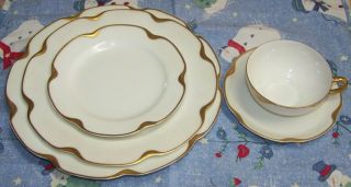Vintage Haviland Silver Anniversary 5 Pc Place Setting Gold Trimmed Limoges