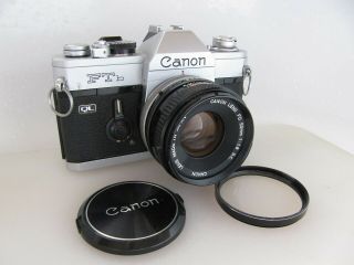 Vtg Canon Ftb Chrome Slr With Sc 50mm 1.  8 Lens,  100,  9,  Nr