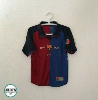 Barcelona Fc 1999/00 Home Football Shirt Youth L Nike Vintage Soccer Jersey
