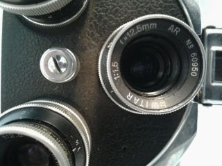 Bolex Paillard H8 Supreme 8mm Film Camera,  3 Lenses,  Carrying Case 4