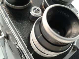 Bolex Paillard H8 Supreme 8mm Film Camera,  3 Lenses,  Carrying Case 5