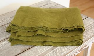 Vintage Army Olive Green 100 Wool Fabric For Braided Rugs,  Crafts,  26 " X 151 "