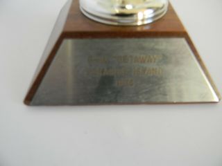 Vintage 1976 Trophy Metal Cup on a Wood Base,  6.  25” 2