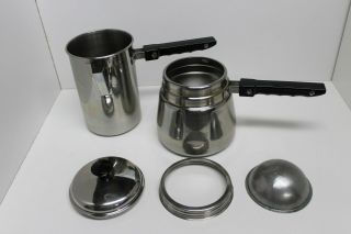 Vintage Steelco 5 Piece Flip Pot Drip Coffee Maker Brewer - Stainless Steel