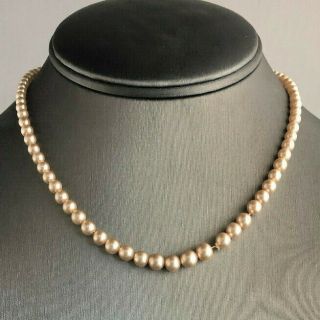 Vintage Sterling Silver Pearl Necklace With Sterling Silver Clasp 14 Inches