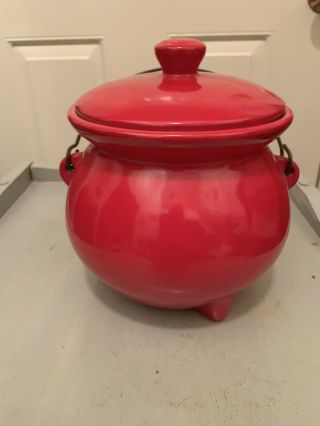 Vintage 1970s Mccoy Red Cookie Jar,  Bean Pot
