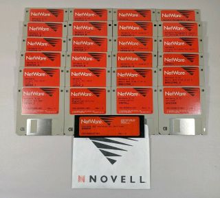 Vintage Novell Netware 3.  12 Server System Software All Discs 3.  5 " & 5.  5 "