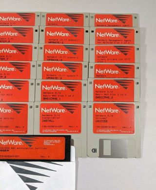 Vintage Novell Netware 3.  12 Server System Software ALL DISCS 3.  5 