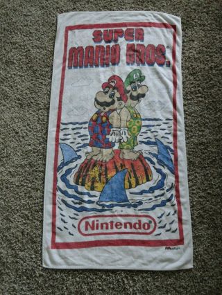 Vtg Mario Brothers Beach Towel 52” X 28” Cool Video Games