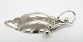 Solid Sterling Silver Foliate Leaf Danish Arts And Crafts Brooch Vintage Denmark