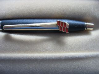 Vintage Boxed Cross CLASSIC BLACK Ballpoint Pen Gold Trim 2502 Red Flag logo 2