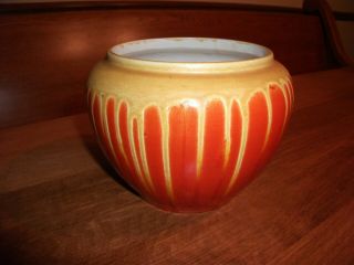 Gorgeous Vintage Bright Orange Drip Glaze Planter Pot Dish Made In Belgium
