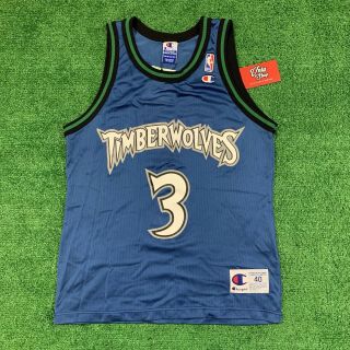 Vintage Stephon Marbury Minnesota Timberwolves Champion Jersey 3 Size 40 Medium