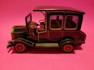 Vintage S.  H.  Battery Operated Tin Toy Car Made In Japan
