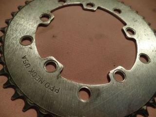 PRO NECK - 45t Chainring Silver,  110 & 130bcd,  Vintage Old School BMX Made USA 2