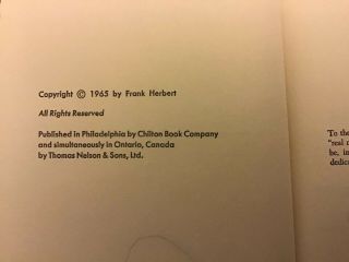 Vtg Dune Frank Herbert Hardcover Book Club 1st Edition Chilton 1965.  HC/ DJ. 3