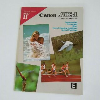 Vintage Canon AE - 1 Camera Owners Instruction Manuals Set of 2 3